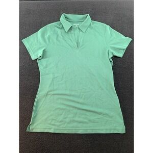 Sport-Tek Ladies Green V-Neck Short Sleeve Performance‎ Polo Shirt Size S